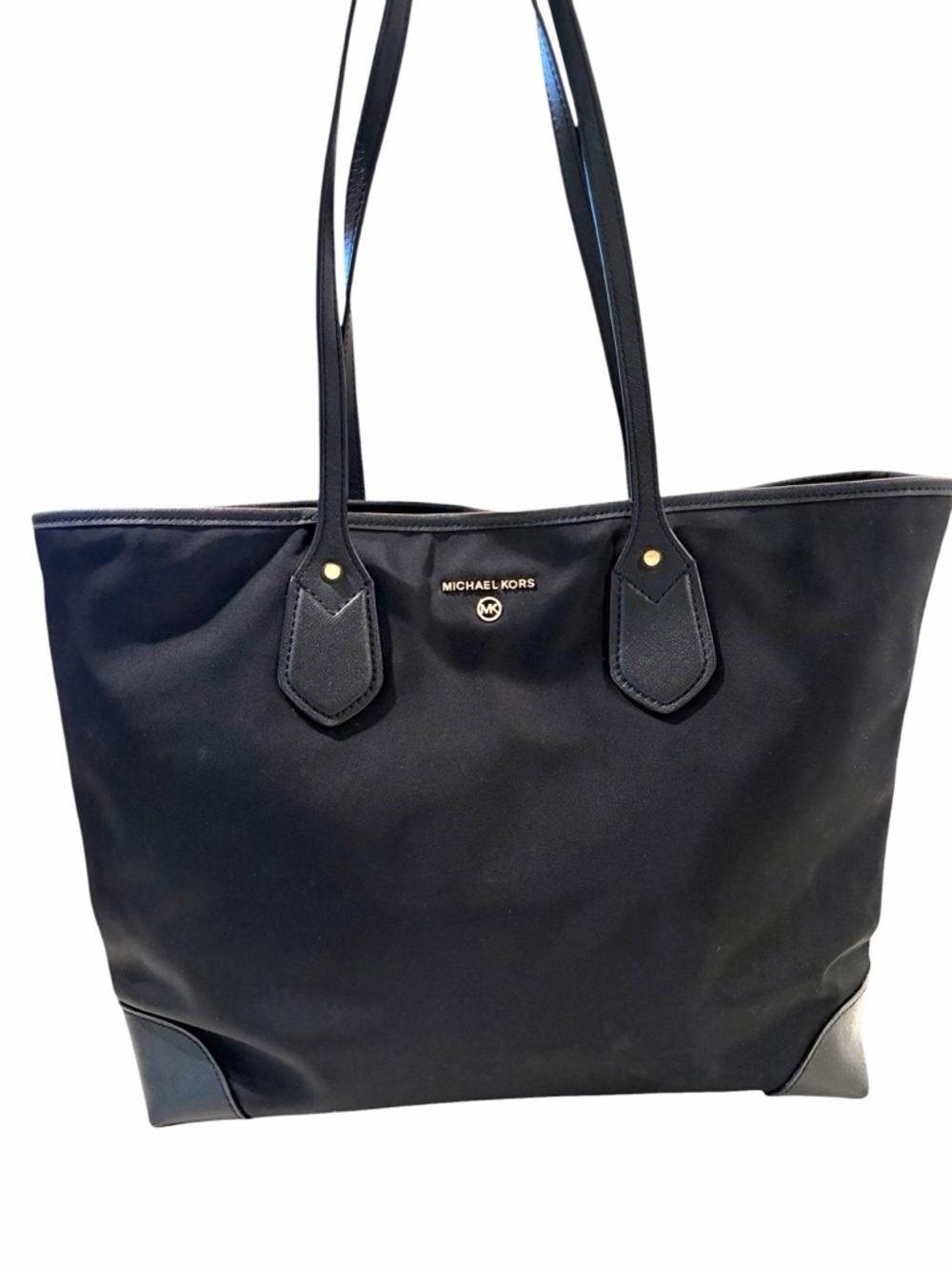 MICHAEL KORS Eva Large Nylon Tote – Black/Gold